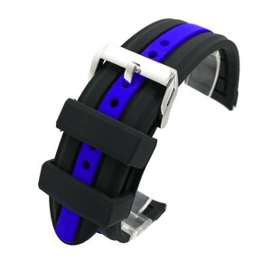 [ ordinary mai free shipping!] wristwatch exchange belt waterproof rubber belt 24mm high endurance spring stick 2 ps + spring stick removing attaching (02 blue )