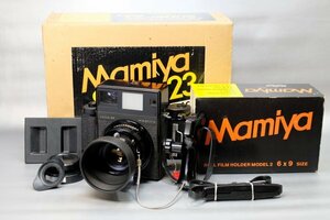  used [Mamiya]Super23 black *SEKOR100mmF3.5* roll film holder 6x9Size* cap * hood * origin box attaching 