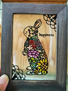 Art hand Auction Free shipping * Stained glass style frame * Rabbit, flower pattern, handmade ♪, Handmade items, interior, miscellaneous goods, others