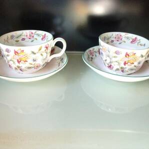 ＊＊＊  MINTON HADDON HALL ミントン ハドンホール  ＊ カップ＆ソーサー 花柄 ２客  ＊＊＊ の画像1