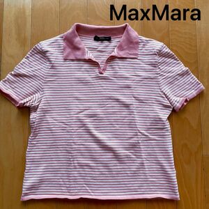 MaxMara 半袖 ニット ポロシャツ トップス マックスマーラ レディース ボーダー カットソー