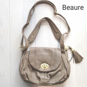 Beaureビュレ×Rope Picnic ロペピクニック　コラボバッグ　ショルダーバッグ　2way ベージュ　牛革