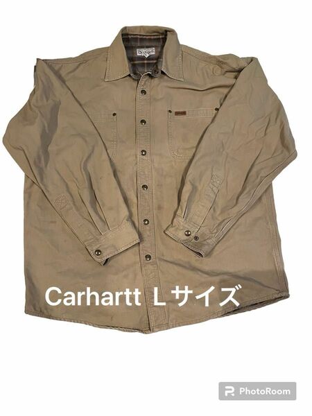 Carhartt(カーハート) ダック地 シャツジャケット 裏ネル スナップボタン薄手ジャンパー　厚手シャツ　Lサイズ(大きめ)