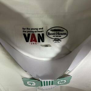 ★昭和とVANと おもちゃ★ VAN JAC van jac VAN JACKETとBoat House collaboration シンプルなワンポイント ホワイト半袖BDシャツの画像2