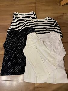 無印良品　長袖&七分袖Tシャツ4枚セット　ボーダー　ドット　無地　120