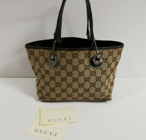 GUCCI グッチ GG　レザーキャンバス　ミニ トートバッグ