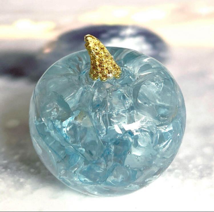 Lucky Orgonite - Cute and Round Apple - Aquamarine, Handmade items, interior, miscellaneous goods, ornament, object