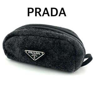  прекрасный товар PRADA сумка треугольник Logo plate бардачок стандартный популярный 