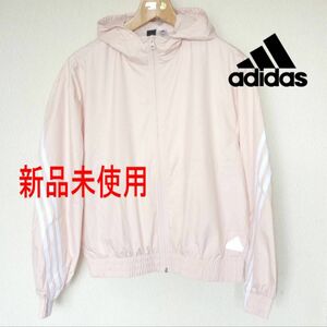 新品(レディースL)アディダス adidas 薄ピンク ウィンドブレーカー/ウーヴンジャケット/撥水コーティング