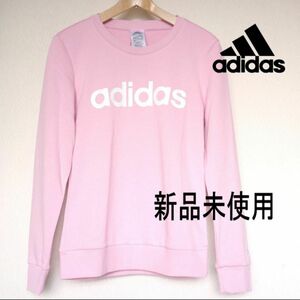 新品★M アディダスピンク 薄手スウェット ロゴトレーナーadidas 厚手ロンT