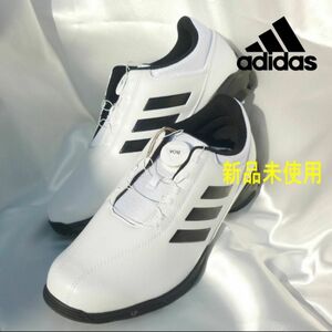 定価16500円新品25cm★アディダスボアダイヤルゴルフシューズ/白黒ホワイトadidas