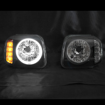 1円スタート!! 新品 JB23 ジムニー CCFL リング 付き LED ウィンカー ヘッド ライト ブラック 左右セット_画像2
