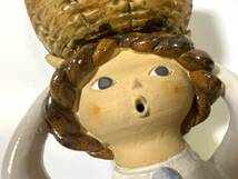 Pottery Marchen ポタリー メルヘン 少女 フラワーポッド 陶器 置き物 花器 植木鉢 花瓶 1976/ビンテージ アンティーク レトロ 骨董 雑貨QH_画像5