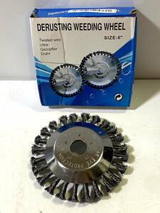 DERUSTING WEEDING WHEEL 草刈機 芝刈機 刈払機用 除草 ホイール SIZE 6 スチール ワイヤーブラシ 替刃/庭 園芸 手入れ 道具/QH