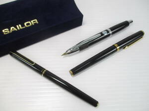 2403604-034 SAILOR セーラー万年筆 ペン先14K/PILOT 万年筆 ペン先14K/ノック式万年筆 3点おまとめ