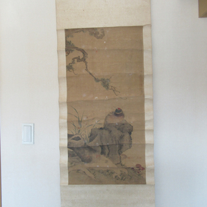 模写 明治 掛軸 掛け軸 中国 日本画 花鳥図 作者不明 100年位前から蔵にありの画像1