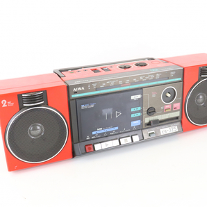 【通電確認OK】AIWA CS-J25 アイワ FM/AMステレオラジオカセットレコーダー ラジカセ レッドカラー 家電 再生機 オーディオ機器 005IDAIA85の画像1