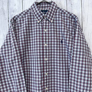 ラルフローレン Ralph Lauren チェックシャツ 長袖シャツ メンズ ワンポイント コットン100% Sサイズ 5‐598