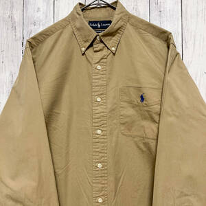 ラルフローレン Ralph Lauren CLASSIC FIT 長袖シャツ メンズ ワンポイント コットン100% Mサイズ 5‐609