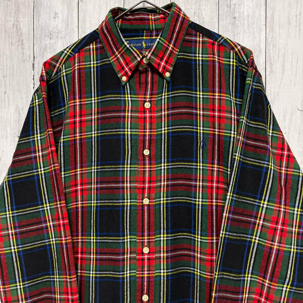 ラルフローレン Ralph Lauren CLASSIC FIT PERFORMANCE FLANNEL 長袖シャツ メンズ ワンポイント Lサイズ 5‐617