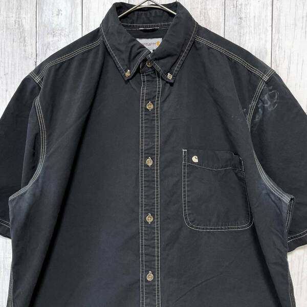 カーハート Carhartt 半袖シャツ ワークシャツ メンズ ワンポイント コットン100％ Lサイズ 5-672