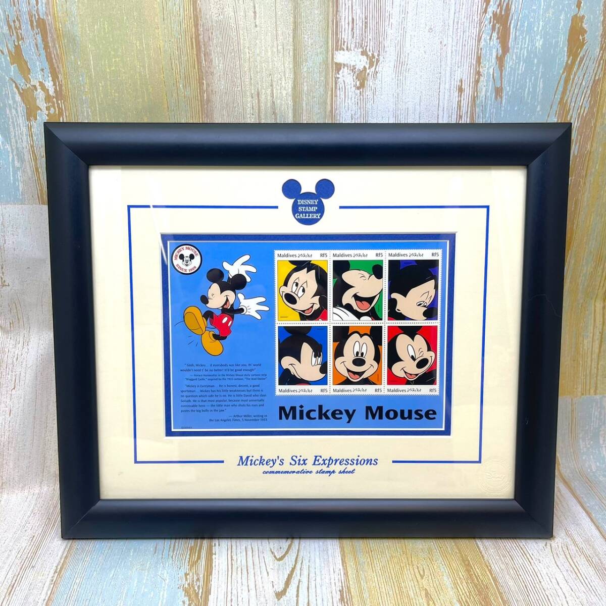 限定品 レア★ミッキーマウス Mickey Mouse★スタンプアートギャラリー 切手★ディズニー Disney TDL 絵 絵画 額縁 額, アンティーク, コレクション, ディズニー, その他