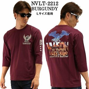 VANSON LEATHERS 【定価\7900+税】 6分TEE NVLT-2212 BURGUNDY サイズ M