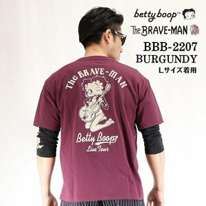 The BRAVE-MAN × BETTY BOOP ベティ ブープ 【定価￥8500＋税】 袖ドライ7分フェイクTEE BBB-2207 BURGUNDY サイズ XXL