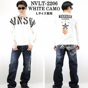 VANSON LEATHERS 【定価6900円＋税】 ドライロンTEE NVLT-2206 WHITE CAMO サイズ Mの画像2