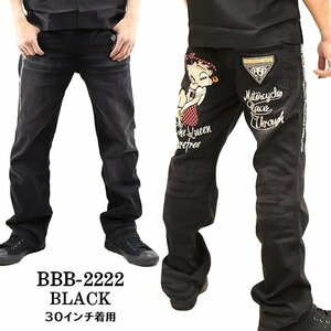 The BRAVE-MAN × BETTY BOOP ベティ ブープ 【定価￥19800＋税】 ストレッチデニムパンツ BBB-2222 BLACK 28 インチ