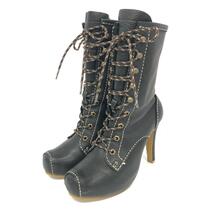 ◆Vivienne Westwood ヴィヴィアンウエストウッド レースアップブーツ 40◆ ブラック レザー レディース 靴 シューズ ブーティー boots_画像1