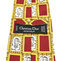 ◆Christian Dior クリスチャンディオールムッシュ ネクタイ◆ レッド シルク100％ 格子柄 メンズ 絹 フォーマル スーツ 紳士 服飾小物_画像3