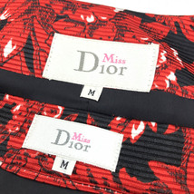 ◆miss Dior ミスディオール スカートスーツ サイズM◆ レッド ポリエステル100 レディース 上下セット タイトスカート 花柄 ノーカラ―_画像6