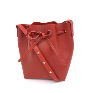 良好◆MANSUR GAVRIEL マンサーガブリエル ショルダーバッグ◆ レッド レザー 巾着 レディース 斜め掛け bag 鞄