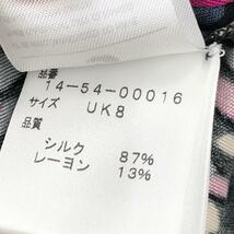 良好◆ISSA イッサ 長袖ワンピース UK8◆ ブラック/マルチカラー/ピンク シルク混 レディース ロング丈 リボン イッサロンドン_画像7