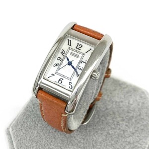 *COACH Coach wristwatch quarts *0313 silver color × orange SS× leather lady's Mini signature watch watch