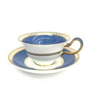 ◆Wedgwood ウェッジウッド ティーカップ＆ソーサー◆ ホワイト/ブルー ユーランダー 洋食器