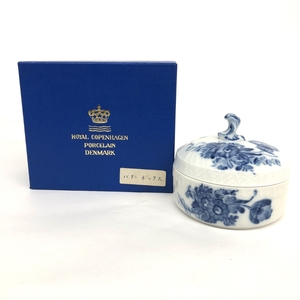 美品◆ROYAL COPENHAGEN ロイヤルコペンハーゲン シュガー ポット◆ ホワイト/ブルー 蓋付小物入 ブルーフラワーカーブ バターボックス