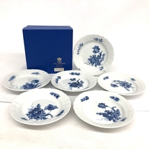 美品◆ROYAL COPENHAGEN ロイヤルコペンハーゲン ブルーフラワーカーブ プレート◆6客セット ホワイト/ブルー 洋食器_画像1