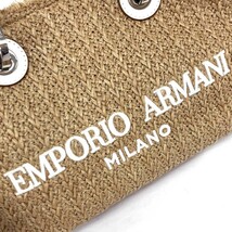 美品◆EMPORIO ARMANI エンポリオアルマーニ MyEA ショッパーディアプリントスモール 2WAYバッグ◆ ベージュ カゴ 編み込み レディース 鞄_画像5