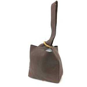 *JURGEN LEHL Jurgen Lehl one shoulder bag * Brown leather bamboo shoulder .. lady's bag bag 