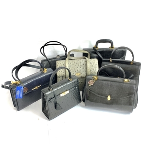  junk * exotic leather Lizard bag 7 point summarize * Ostrich top steering wheel / handbag / shoulder bag 