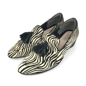  как новый *fitfit Fit Fit туфли-лодочки 25.0* черный / белый - lako бахрома / Zebra рисунок женский обувь обувь shoes