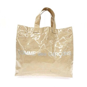 良好◆COMME des GARCONS コムデギャルソン トートバッグ◆ ベージュ 塩化ビニール ロゴ レディース ショッパー bag 鞄