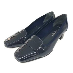  excellent * Ginza Kanematsu silver The kanematsu pumps 24* navy enamel lady's shoes shoes shoes