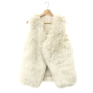 美品◆BIRTHDAY BASH バースデーバッシュ エコファーベスト ◆ ホワイト アクリル混 レディース ジレ アウター VEGAN FUR GILET