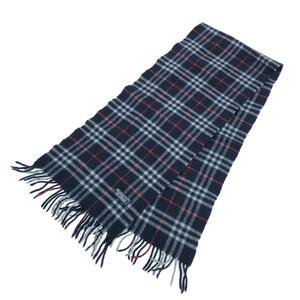 *BURBERRY LONDON Burberry London muffler * темно-синий шерсть 100% проверка унисекс muffler палантин воротник шт аксессуары 