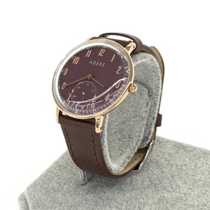 新品同様◆ADEXE アデクス 腕時計 クォーツ◆2543C-05 ゴールドカラー×ブラウン SS×レザー レディース ウォッチ watch