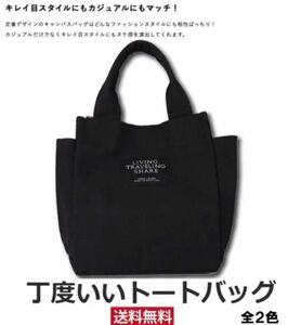 ミニ トートバッグ キャンバス レディース メンズ お弁当 帆布 ブラック