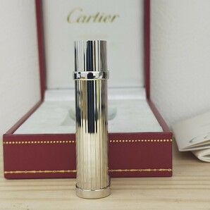 未使用？ 超超極美品！ Cartier カルティエ ガスライター ケース付 検 ライター シルバー ゴドロン オーバル CARTIERの画像6